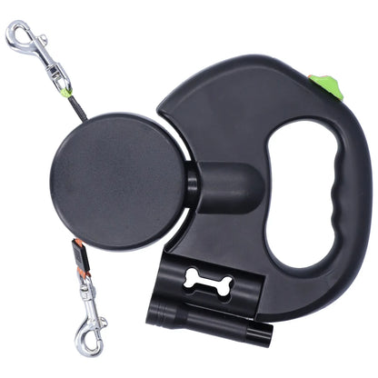 GlowLeash - Dubbelt indragbart reflexkoppel med LED-ljus