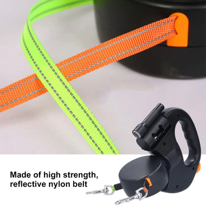 GlowLeash - Dubbelt indragbart reflexkoppel med LED-ljus